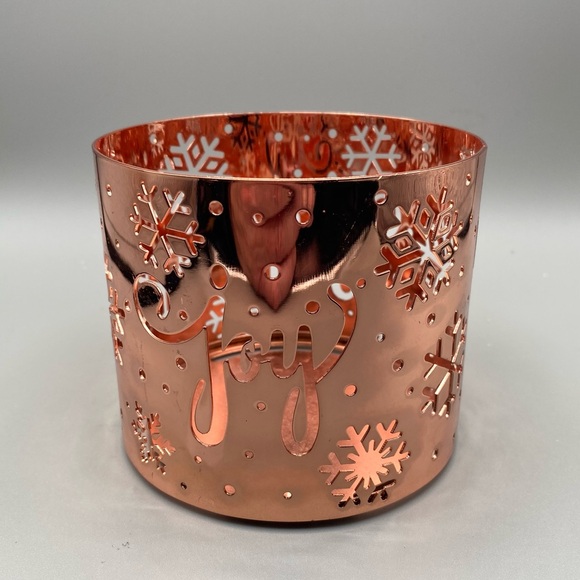 Joy And Snowflake Brilliant Copper Color Leaf THREE WICK CANDLE Holder - Picture 2 of 7